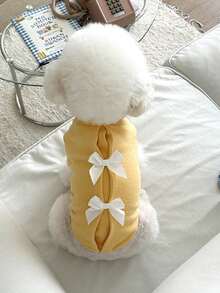 LANGXINGCS 1pc LANGXINGCS Warm Pet Hoodie, Cute Bow Patchwork Design, Versatile Autumn/Winter Warm Sweatshirt For Small/Medium Dogs & Cats, Suitable For Poodle, Teddy, Bichon Frise