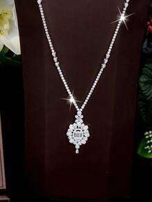 1 set de bijuterii elegante cu ciucuri din zirconiu cubic, potrivite pentru ocazii formale și petreceri pentru femei