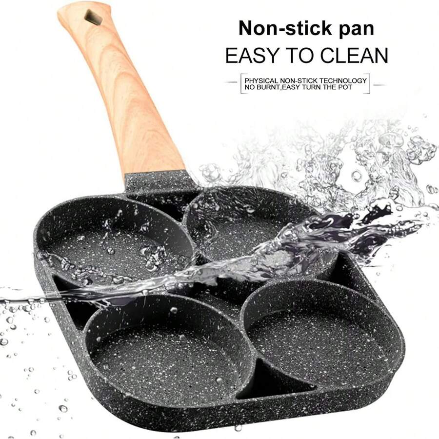 Four-Hole Non-Stick Frying Pan Is Suitable For Frying Eggs, Pancakes, Hamburgers, Etc. - Aluminum Alloy Material, No Coating, Easy To Clean, High Temperature Resistant, Breakfast And Other Cooking Tools, Family Dinner Supplies, Christmas Party Supplies - 4 lỗ - Xem 1