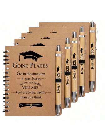 1 套/5 套/12 套毕业礼物毕业派对礼物包括 1 件/5 件/12 件励志笔记本日记本，1/5 件/12 件笔毕业生迷你笔记本圆珠笔 2025 届大学/学生礼物教师礼物
