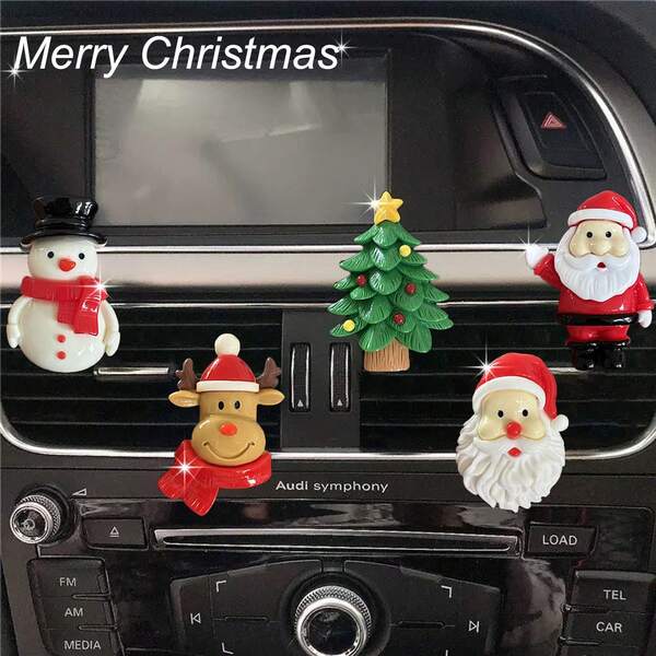 2/3pcs Christmas Santa Claus, Reindeer, Snowman, Christmas Tree Car Fragrance Clip Vent Decor, Christmas Car Interior Fragrance Decoration, Holiday Gift