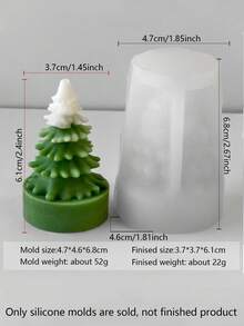 1 Peça Molde de Silicone de Árvore de Natal Mini Base, Adequado para Ceras Derretidas, Mini Decoração de Gesso, Artesanato em Resina e Argila Artesanal, Aplicável para Atmosfera de Natal, Decoração de Mesa para Festa de Ano Novo, Fabricação de Presentes Criativos de Inverno, Compacto, Estável e Fácil de Desmoldar. - Branco - Visão 8