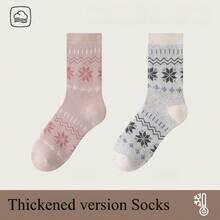 1/2/3/5双女士秋冬保暖袜。雪花图案袜子。厚袜子圣诞袜 - 彩色 - 查看 15