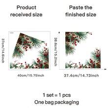 1pc Christmas Wreath Border Static Cling Window Film - 2D Glass Sticker With Red Berries, Pine Cones Design, Self-Adhesive Easy Peel & Stick, Removable PVC Decorative Film For Home/Office Holiday Window Decor - Multicolor - View 6