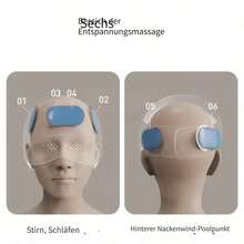 2-in-1 elektrischer Luftkompressions-Vibrator | Kopfmassagegerät für Kopfhaut und Augen | Freihändige Massage | Elektrisches kabelloses Kopfmassagegerät für Zuhause - Beige - Übersicht 6