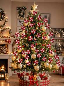 Błyszczące, świąteczne ozdoby w kształcie bałwana i renifera – materiałowe łodygi choinkowe z klipsami, nie wymagają prądu, czerwono-biały wzór w paski z laską cukrową, idealny na czubek choinki do użytku wewnątrz i na zewnątrz oraz jako świąteczna dekoracja domu