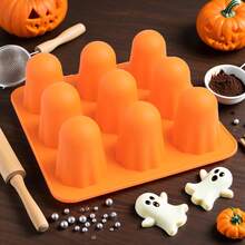 Silicone Molds 1 Packs Non-Stick 3D Chocolate Molds 9-Cavity Cute Ghost Mold For Jelly Gummy Candy Pudding Ice Cube Resin Cake Halloween Party Decorations - Multicolor - View 2