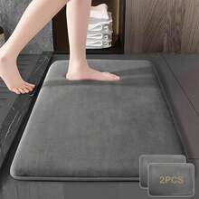 2 Piezas Alfombra de Baño de Espuma de Memoria Antideslizante Alfombra de Baño de Secado Rápido Alfombra de Microfibra Lavable aáquina Alfombra de Piso Súper Absorbente Suave - Gris Oscuro - Ver 8