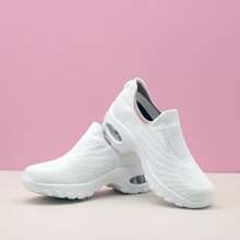 Damskie, czarno-różowe, codzienne, amortyzowane buty do biegania z amortyzacją, odpowiednie do uprawiania sportu, wypoczynku, tańca, karmienia piersią, z podeszwą typu rocker, na platformie, do grubych trampek