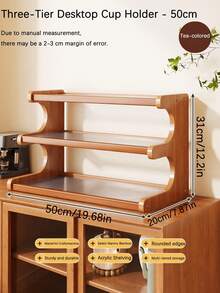 1 Piece Bamboo Storage Rack With Stylish Lacquered Design Multi-Tier Bamboo Countertop Display Rack - Great For Storing Cups, Books And Spices - Great For Kitchen, Living Room Or Office Decor, Office Organization | Modern Bookshelf Designs | Durable Bamboo Bookshelf, Bamboo Bookshelf - Brown - View 6