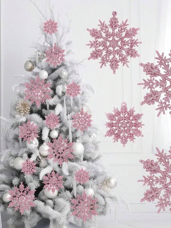 12片纸雪花，新年悬挂装饰雪花，适合家居卧室办公室装饰、圣诞树装饰吊坠、活动派对装饰、场景装饰、冬季装饰，是生日、家居装饰、圣诞节装饰、房间装饰、圣诞节的最佳礼物，也是圣诞节家居礼物和圣诞装饰的理想之选。