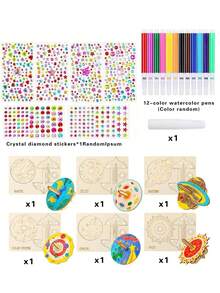 6/12 件木制工艺品套装、用于绘画和工艺品的陀螺木制工艺品套装、未完成的木制工艺品套装、DIY 可涂漆陀螺、无需电力、适用于圣诞节、万圣节和感恩节活动的创意艺术和工艺品套件 - 彩色 - 查看 12