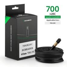 ROCKBROS 1 件公路自行车内胎 - 丁基橡胶结构（卓越的空气保持性、高柔韧性、出色的耐热性、延长的使用寿命），700C 尺寸（700*23C/25C/28C/35C），带两种阀门类型 - 黑色 - 查看 16