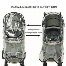 1pc Universal Travel Windproof Breathable Baby Stroller Rain Cover, Transparent Baby Stroller Rain Cover, Baby Stroller Accessories, Suitable For Rainy Days - Clear - View 3
