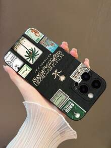 1 Stück Mode Kreativ Stempel & Architektur Patchwork Muster Handyhülle, TPU Material Stoßfest, Wasserdicht, kompatibel mit iPhone 16/15/14 Plus/13/12/11/Pro Max/Pro/Plus und Galaxy Serie