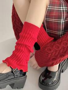 1 Pair Women's Candy Color Leg Warmers, Comfortable Casual Leg Warmers For Autumn/Winter, Cozy