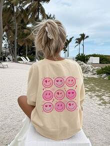 1 Stück Valentinstag Mädchen Lässig Pferde Muster Rundhals Langarm T-Shirt, Herbst Studenten Junge Bekleidung Top - Aprikosenfarben - Übersicht 3