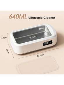 Ultrasonic Cleaning Device 48000 Hz, 640 Ml Glasses Cleaning Device, Ultrasonic Cleaner With 4 Modes, Ultrasonic Cleaner Suitable For Glasses, Jewellery, Watches, Dentures, Coins, Etc. - 白色 - 查看 6