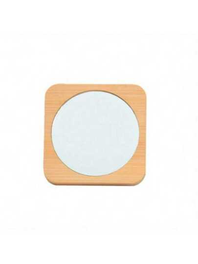 Round Kanten held Mirror, Solid Wood Dormitory Girls' Makeup Portable Compact Dressing Spiegel view 7