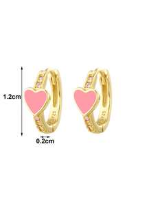 Artepollo 1 Pair 925 Sterling Silver Gold-Tone Oil Drop Heart Earrings For Women, Cubic Zirconia Studded Cute Earrings, Gold Jewelry Gift