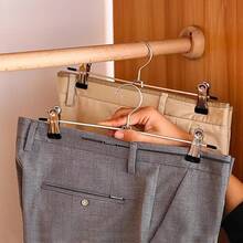 30PCS Ganchos para Pantalones con Clip Perchas para Ropa 40CM Metal Ligero Resistent Antideslizantes Duradera Ajustables con Gancho Giratorio Perchas para Faldas Jeans Adultos Hogar - 30 - Ver 7