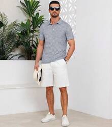 Mens Golf Shirt Short Sleeve Dry Fit Print Moisture Wicking Performance Patterns Collared Polo Shirt With Pocket-2025 - màu đen - Xem 6