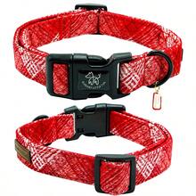 Elegant Little Tail Christmas Dog Collar Pet Dog Collar Soft Red Plaid Winter Pet Collars Holiday With Quick Release Buckle Puppy Collar For Dogs