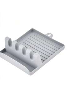 1 cái giá đựng dụng cụ nhà bếp bằng nhựa có lót chống nhỏ giọt, thích hợp để đựng thìa, kẹp, muỗng và các dụng cụ nhà bếp khác, phụ kiện nhà bếp, đồ dùng nhà bếp gia dụng. - Nhiều màu - Xem 6