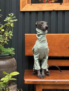 Haine pentru animale de companie din fleece cu dungi verde închis, moi și confortabile, potrivite pentru ogari italieni, whippet, salopetă cu 4 picioare, toamnă/iarnă - Verde - Vizualizare 2