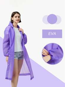 Extra Long Rain Ponchos For Adults - EVA Rain Coats Waterproof Unisex Rain Jacket With Drawstring Hood