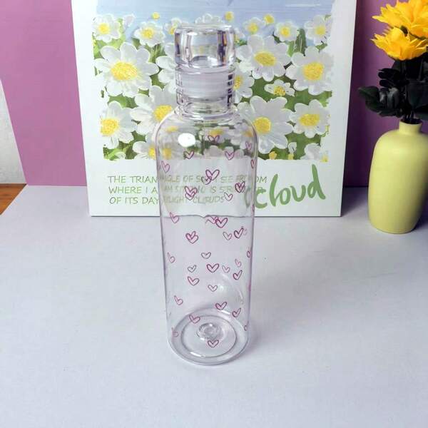 1 /2 Pieces Of 17.6oz Cute Bow Plastic Water Bottle, With Time Scale, Transparent Plastic Water Bottle, Outdoor Sports School Drinking Water Bottle Sealed High Appearance Level Simple Fashion Handy Cup Can Pack 500ml