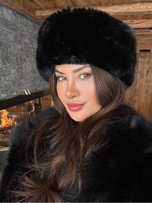 1pc Women's Solid Color Fluffy Hat, Soft Comfortable Warm Minimalist Cap, Casual Versatile Windproof Suitable For Daily Wear, Can Be Matched With Scarf, Autumn/Winter Autumn Decor - Multicolor - View 7