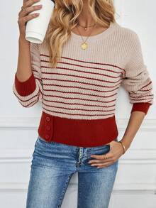 Damen Lässig Farbverlauf Charm Strick Pullover