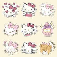 50/100 Stücke, Sanrio Aufkleber, rosa Hello Kitty Aufkleber, personalisierte Aufkleber, Hello Kitty Artikel, Marker Aufkleber, Aufkleber, Raumdekoration, Schulmaterial, Bürozubehör, Kinderparty Geschenke Schulsachen