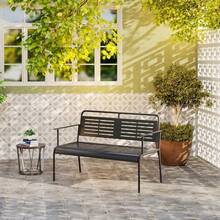 2-Sitzer Gartenbank, Sitzbank mit Lamellen-Design, wasserabweisend Gartenmöbel mit Rücken- & Armlehnen, Parkbank 240kg belastbar, Balkonbank für Terrasse, Garten, 121 x 64 x 84cm, Schwarz