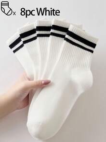 40/30/24/20/10/8/6/4/2雙中性運動襪，適合訓練/商務/秋冬，女款長襪，抗菌，黑/白色，透氣 - 彩色 - 查看 31