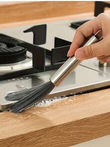 1pc Multi-Purpose Long Handle Hanging Cleaning Brush Stainless Steel No Power Required Convenient Cleaning Tool For Living Spaces - Silver - View 2