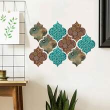 SURELIFE 1pc Islamic Muslim Mosaic Retro Art Mural Wallpaper Cabinets Wardrobe Door Bedroom Living Room Home Decor Waterproof Peel And Stick Wall Paper Wall Stickers Wall Decor Room Decor Wallpaper Peel And Stick