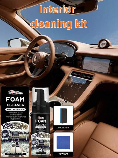 130g + Towel + Sponge Homonth Car Interior Foam Cleaning Kit Heavy-Duty Cleaning Kit Heavy-Duty Car Interior Cleaning Foam Cleaner