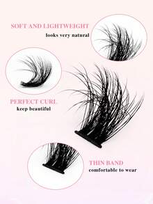 64 PCS CC 100D Lash Clusters Wispy Cluster Eyelash Extensions Fluffy Individual Lashes Waterproof Natural Lash Extension DIY Cluster Lashes With Soft Thin Band