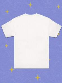 , , VNet Letter Printed T-Shirt, Round Neck, Short Sleeved, Casual Daily Wear, Women's Clothing, Knitted Fabric, Round Neck, 180 Grams/Square Meter - 白色 - 查看 2