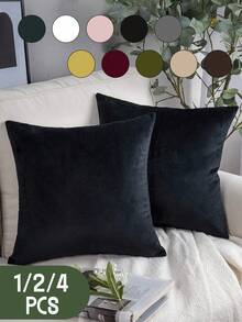 1/2/4 pièces Housses de coussin en velours hollandais de couleur unie, housses de coussin décoratives douces, literie, housses de coussin uniquement sans inserts, fermeture éclair, convient pour le canapé, le lit, la chambre, le salon, la décoration de la maison et divers types de pièces, textiles de maison respirants confortables et douillets - Multicolore - Voir 11