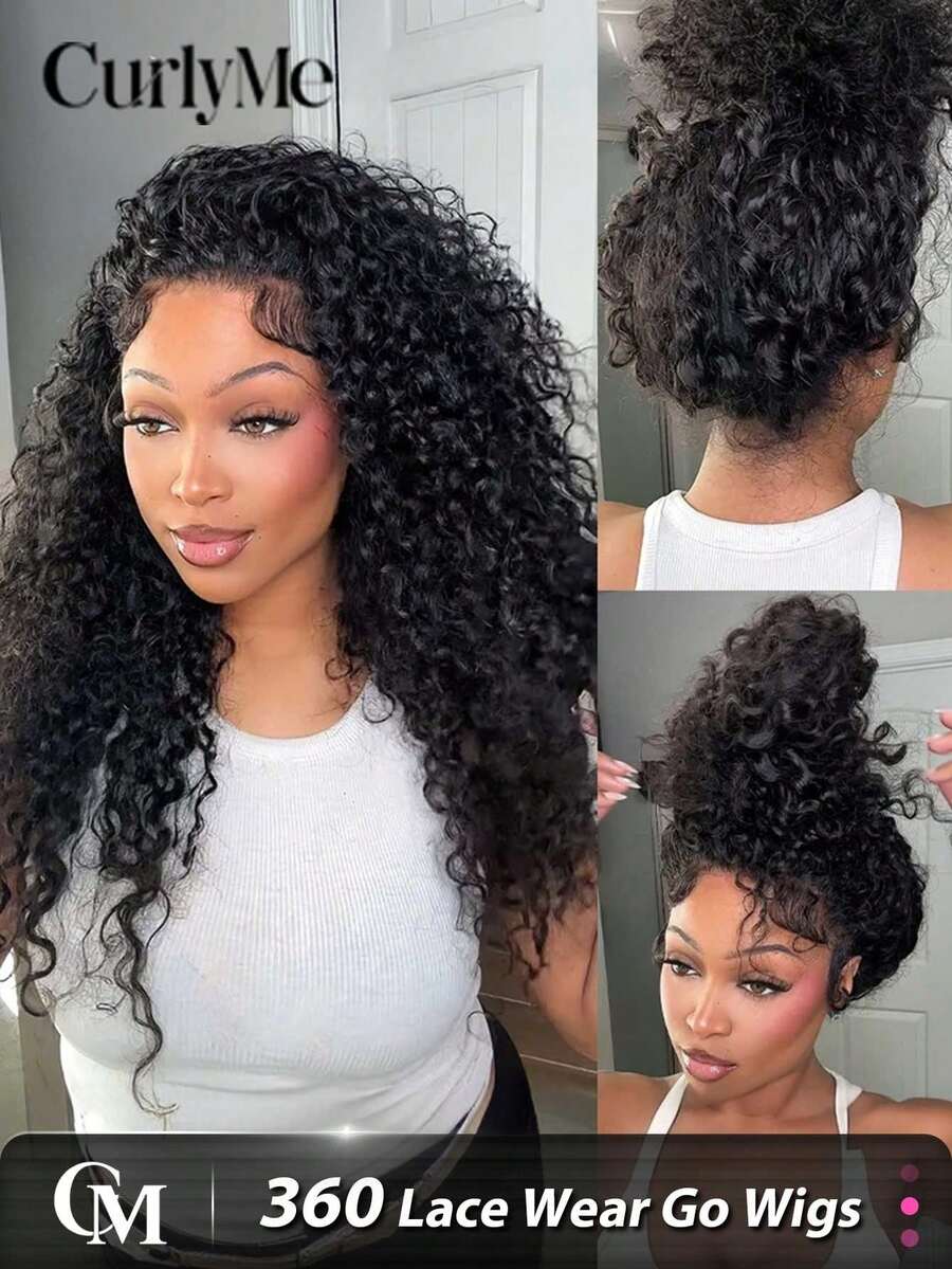 CURLYME 180% 密度无胶水波假发 14-26 英寸 360 度蕾丝前部真人发预剪蕾丝预拔婴儿发漂白结透明全蕾丝闭合假发 - SNatural - 查看 1