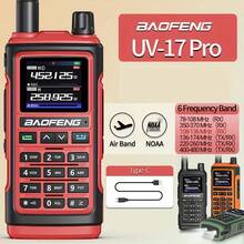 BAOFENG UV-17 Walkie Talkie, Red Single Pack 5/10W Air Band Walkie Talkie 999CH Wireless Cloning Frequency NOAA Six-Band Walkie Talkie, Outdoor Recreation