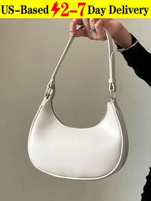 New Fashionable Simple And Stylish Atmosphere Crescent-Shaped Bright Surface Casual Classic Everyday Commuter Bag, Detachable Shoulder Crossbody Bag PU Leather Underarm Bag - Present For Christmas, Birthday And Valentine Armpit Bag Shoulder Bags For Girl Women Bags Lady Purse Underarm Handbag Bags Small Handbag Perfect For Vacation, Work, Dating, Picnic, Party, Going Out And Casual Daily Shopping Thanksgiving Bags  Mother's Day Gifts  Valentine's Day Gifts  Christmas Gifts - 白色 - 查看 11