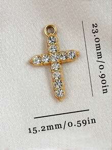 10 件水钻镶嵌合金十字架吊坠耳环珠宝配件适用于 DIY 项链手链