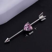 Stainless Steel Industrial Crossbar Stud Earrings Love Peach Heart Barbell Earbone Stud Puncture Jewelry - 6# - 查看 12