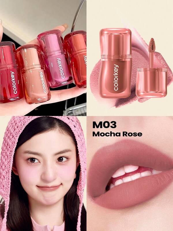 COLORKEY Boue Crémeuse Soyeuse pour les Lèvres, Rouge à Lèvres, Brume, Brillant à Lèvres, Lisse, Longue Tenue, Multi-Usage, Boue pour les Joues et les Lèvres, Fard à Joues Crémeux, Texture de Crème Gélatineuse, Rouge à Lèvres Velouté Mat, Couleur Pigmentée, Tenue Longue, Léger, Noël, Cadeaux de Noël, Maquillage