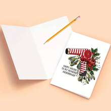 [Funny Holiday Card] 1pc Funny Holiday Card - Humorous Greeting Card With Red Hair Dryer & Holly Design | "Happy Holidays To My Favorite Hairdresser" - Perfect For Women, Friends & Family