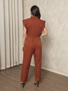 ALETHEIA - ELEGANT TAILORED JUMPSUIT FOR WOMEN WITH JAPANESE SLEEVES, TANK TOP WITH ELASTIC WAISTBAND AT THE BACK - 鏽 - 查看 3